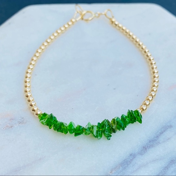 Chrome Diopside Bracelet 14k Gold filled beaded bracelet dainty stack bracelet - Picture 7 of 7